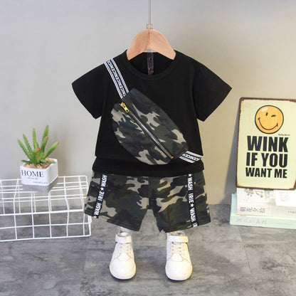 Summer New Boys' Western Style Camouflage Short Sleeve Suit