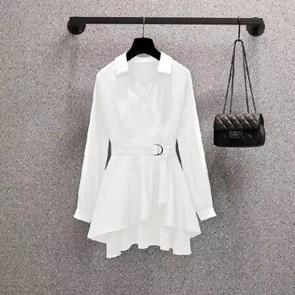 Large Size Women's Clothing Fashionable Fitted Waist Figure Flattering Shirt