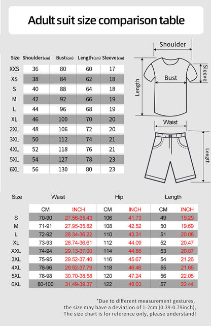 3D Digital Printing Men Summer Short-sleeved Beach Pants Suit