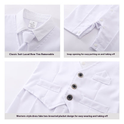 British Romper Baptism Dress Boys Baby Summer Bodysuit Baby Jumpsuit