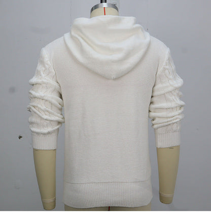 European And American Men's Long Sleeved Hooded Knitted Sweater