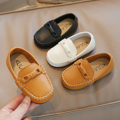 Korean Style Casual Children Gommino Soft Bottom Slip On Baby Shoes Boys' Leather Shoes Slip-on