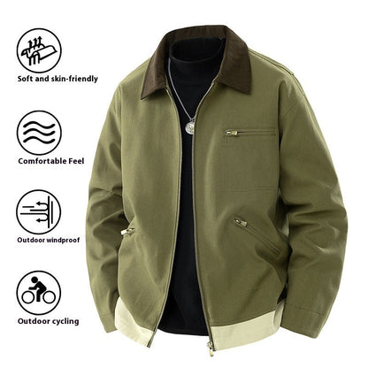 Spring And Autumn Contrast Color Lapels Workwear Jacket
