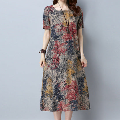 Summer Cotton Leprosy Dress Plus Size Women's clothing