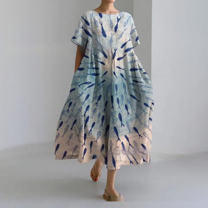 Women's Clothing Plus Size Loose Short Sleeve Dress