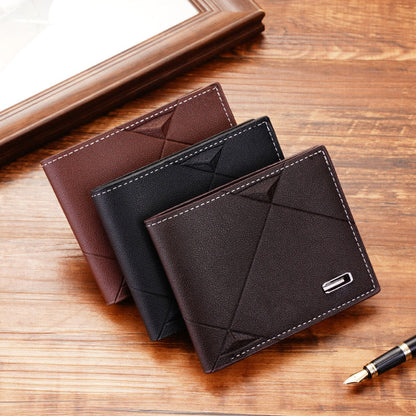 Men's Wallet Short Multi Card Slots Wallet Thin Three Fold Horizontal Soft Leather Wallet