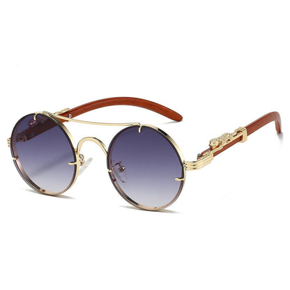 Retro Double Beam Leopard Head Sunglasses