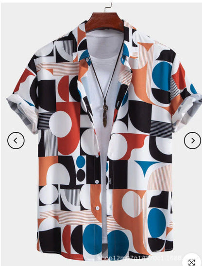 Fashion Men's Art Printed Short Sleeve Shirt