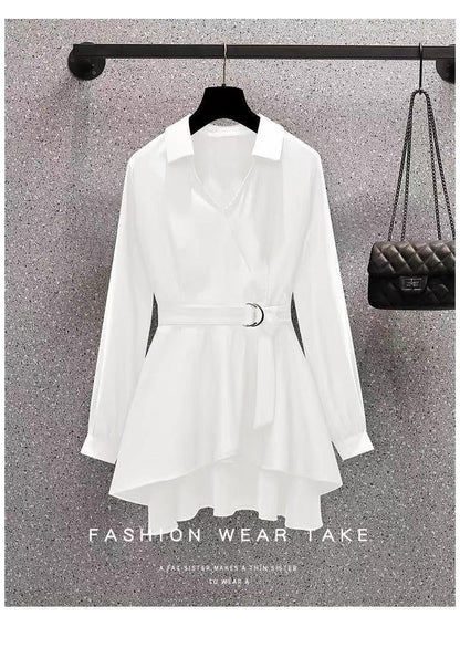 Large Size Women's Clothing Fashionable Fitted Waist Figure Flattering Shirt