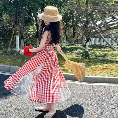 Girls Temperament Lace Stitching Fashion Dress