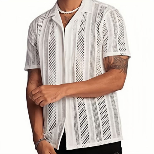 Button Knitted Short-sleeved Shirt Men's Shirt