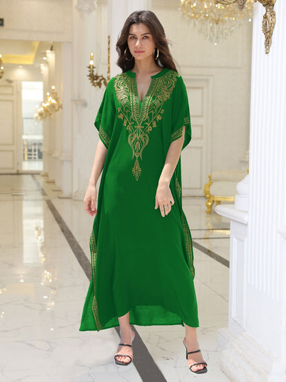 Rayon Embroidered Beach Sun Protection Clothing Dress Women