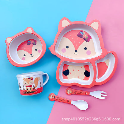 Baby feeding bowl with Bamboo Fiber spoon and Bamboo Fiber straw