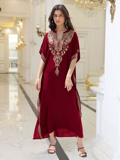 Rayon Embroidered Beach Sun Protection Clothing Dress Women