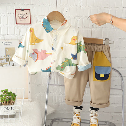 Printing Shirt For Boys Pants Breathable Two-piece Set