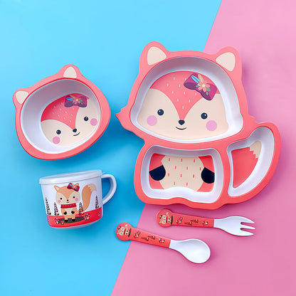 Baby feeding bowl with Bamboo Fiber spoon and Bamboo Fiber straw