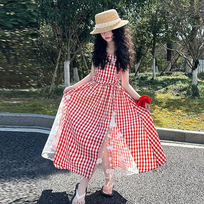 Girls Temperament Lace Stitching Fashion Dress