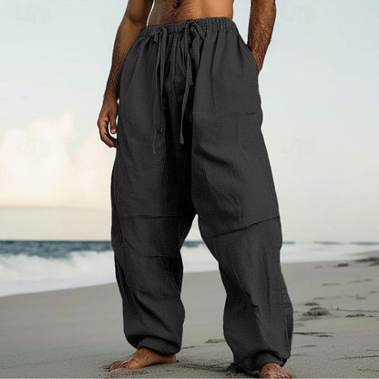 Beach Straight-leg Pants Plain Color Comfortable Daily Street