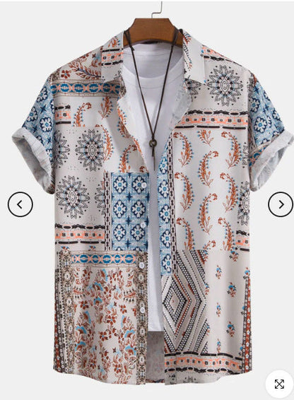 Fashion Men's Art Printed Short Sleeve Shirt