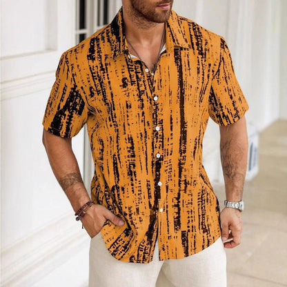 New European And American Summer Casual Anti-wrinkle 3D Printed Men's Short Sleeve Shirt