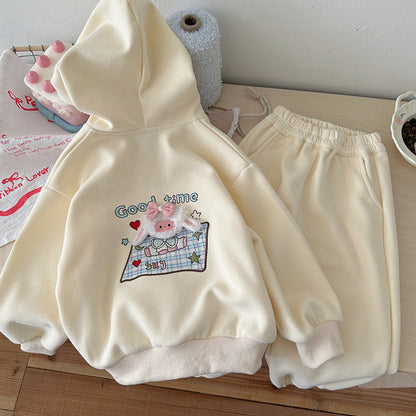 Boys & Girl  Hooded Sweatpants Sports Pants Two-piece Set