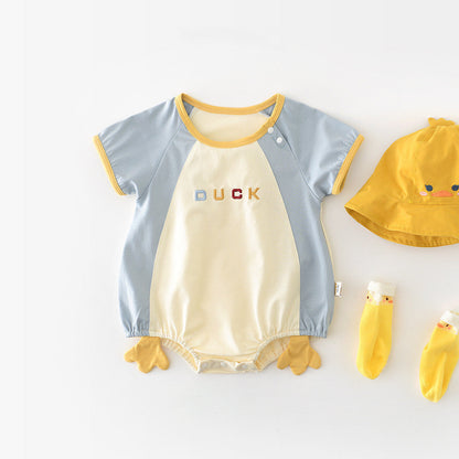 Newborn Contrast Color Short-sleeved Rompers 52857