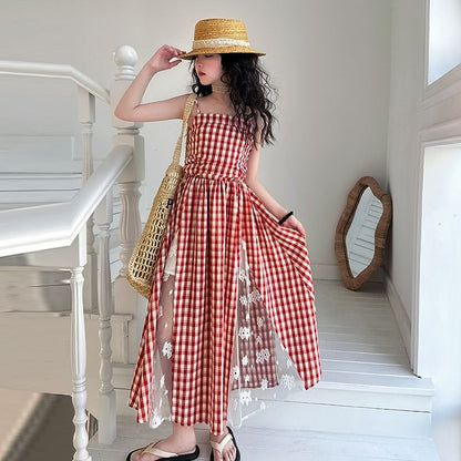 Girls Temperament Lace Stitching Fashion Dress