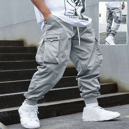 Multi-pocket Cargo Pants Men's Casual Hip-Hop Drawstring Trousers Outdoor Streetwear Sports Pant