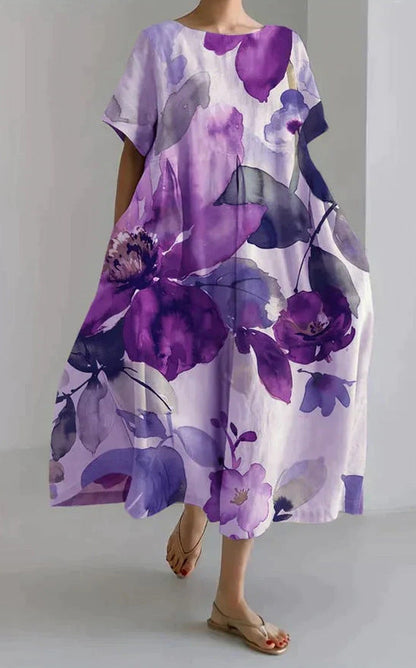 Women's Clothing Plus Size Loose Short Sleeve Dress