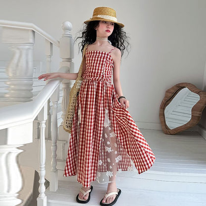 Girls Temperament Lace Stitching Fashion Dress