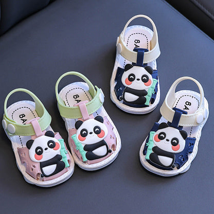 Children's Sandals Cartoon Toddler Closed Toe Hole Shoes Boys Baby Indoor Non-slip Soft Bottom