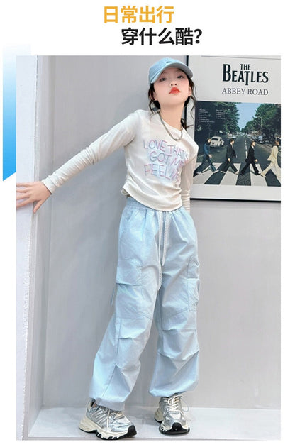 Fashionable new style girls' trendy and cool street style two-piece suit