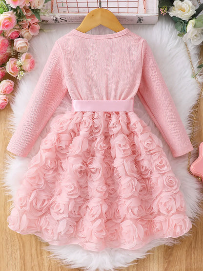 Girls solid color rose dress