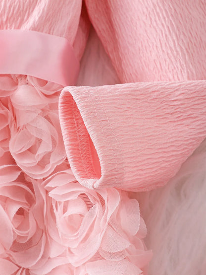 Girls solid color rose dress