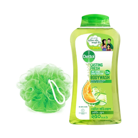 Dettol Lasting Fresh Bodywash (Free Loofah)