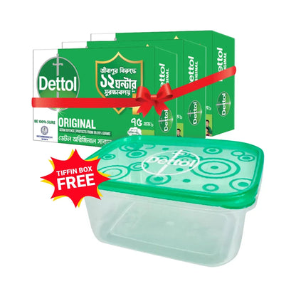Dettol Soap Bathing Bar Original Germ Defence 75 gm (Free Tiffin Box)