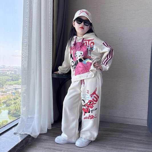 Casual style graffiti knitted sweater suits