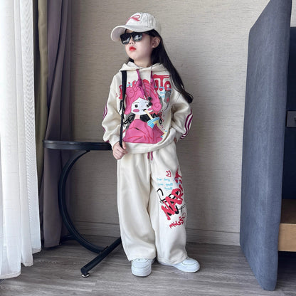 Casual style graffiti knitted sweater suits