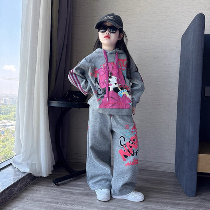 Casual style graffiti knitted sweater suits