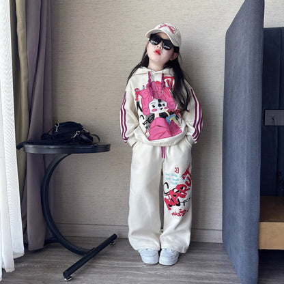 Casual style graffiti knitted sweater suits