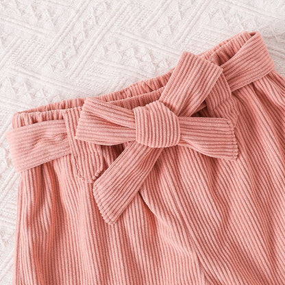 children's girls suit solid color inner wear + plush zipper vest + trousers fashionable suit