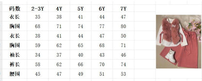 children's girls suit solid color inner wear + plush zipper vest + trousers fashionable suit