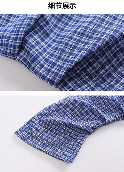 Children's splicing long-sleeved shirt college style wide-leg pants two-piece suit